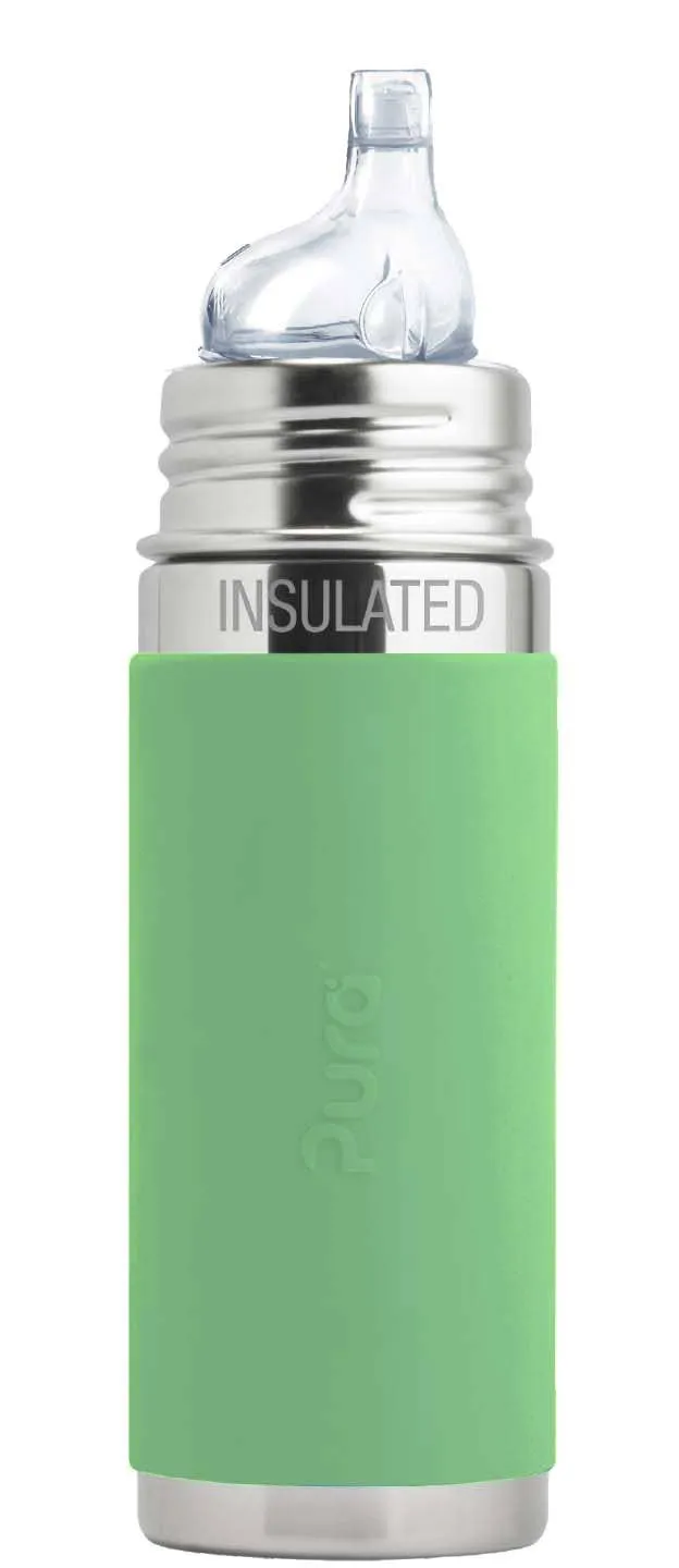 Pura Stainless Kiki® 9oz Insulated Sippy Bottle: Aqua Blue Sleeve
