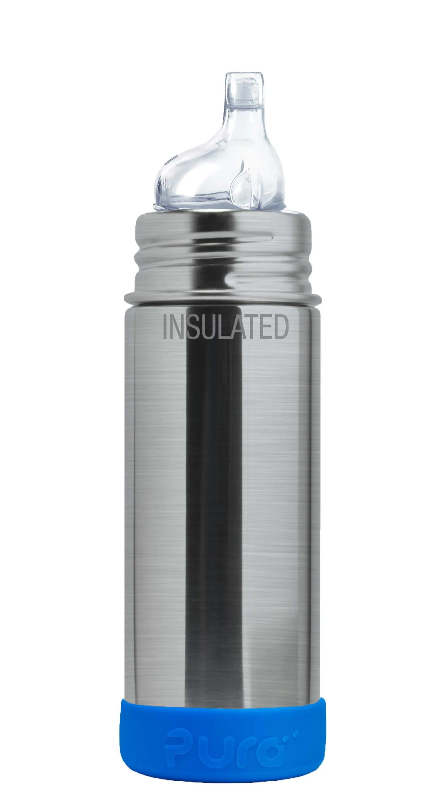 Pura Stainless Kiki® 9oz Insulated Sippy Bottle: Aqua Blue Sleeve