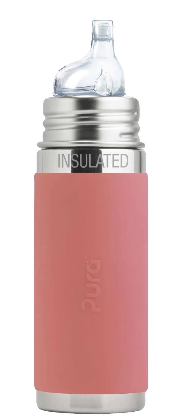 Pura Stainless Kiki® 9oz Insulated Sippy Bottle: Aqua Blue Sleeve