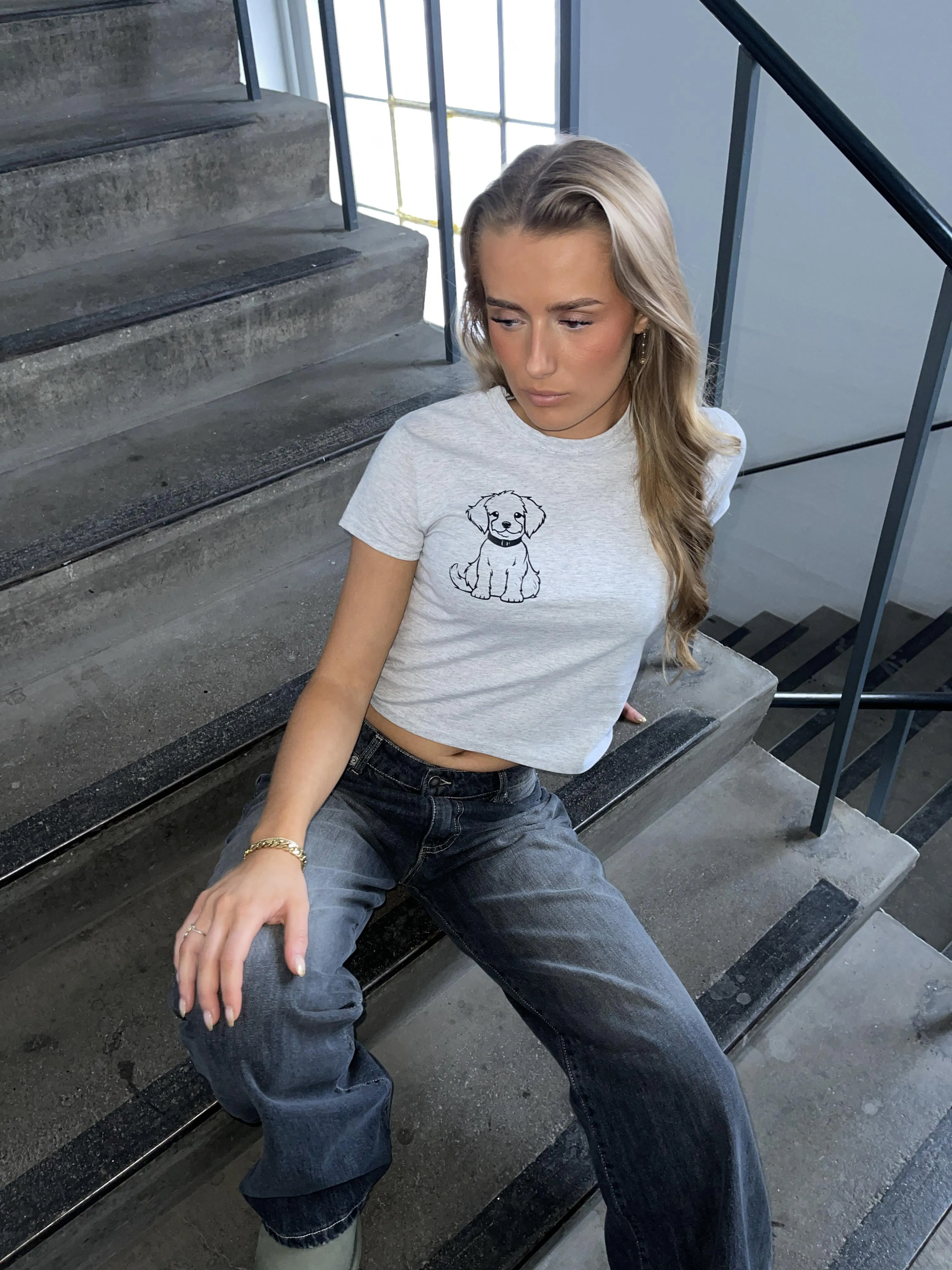 "Puppy" baby tee - grey