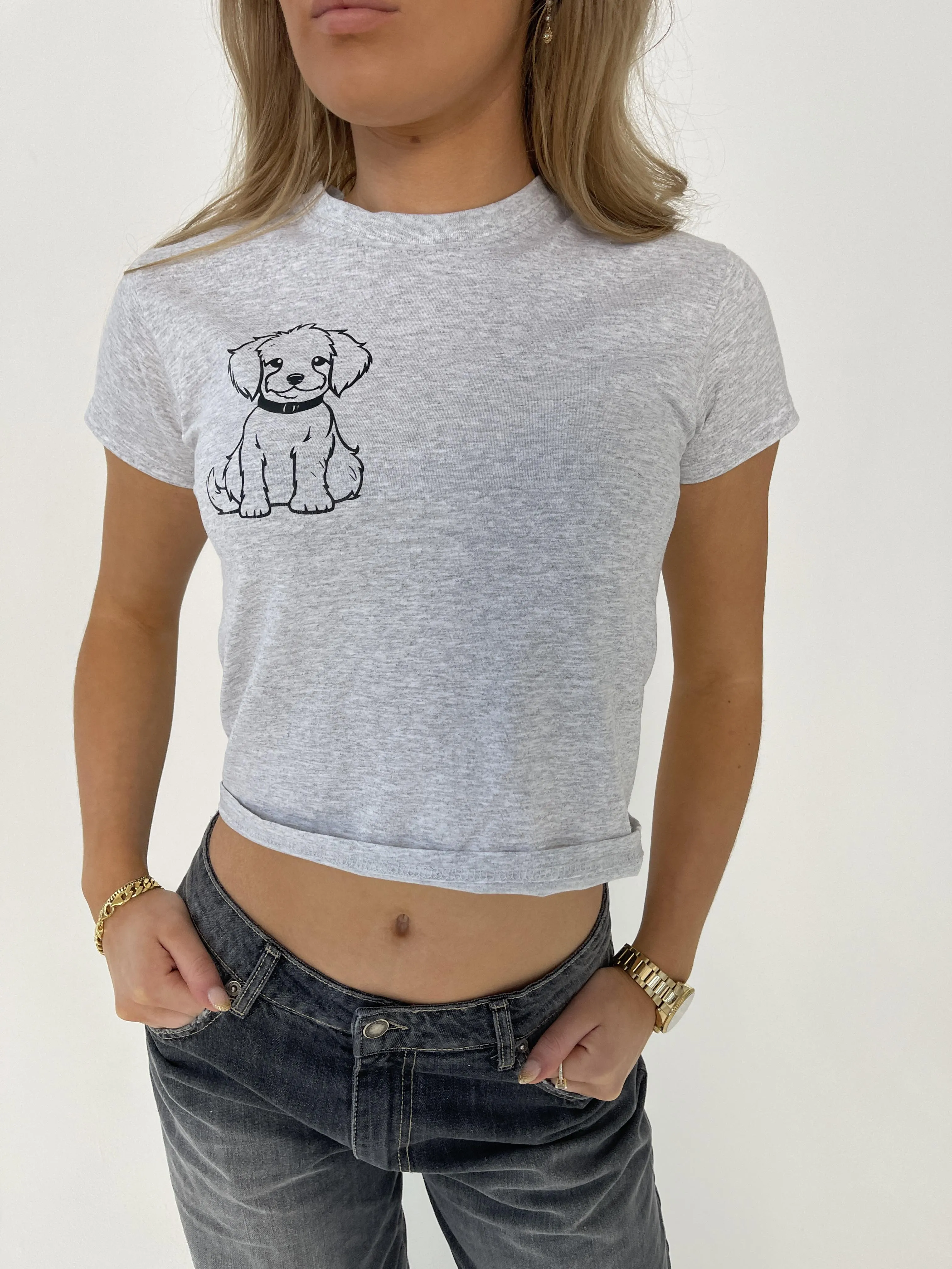 "Puppy" baby tee - grey
