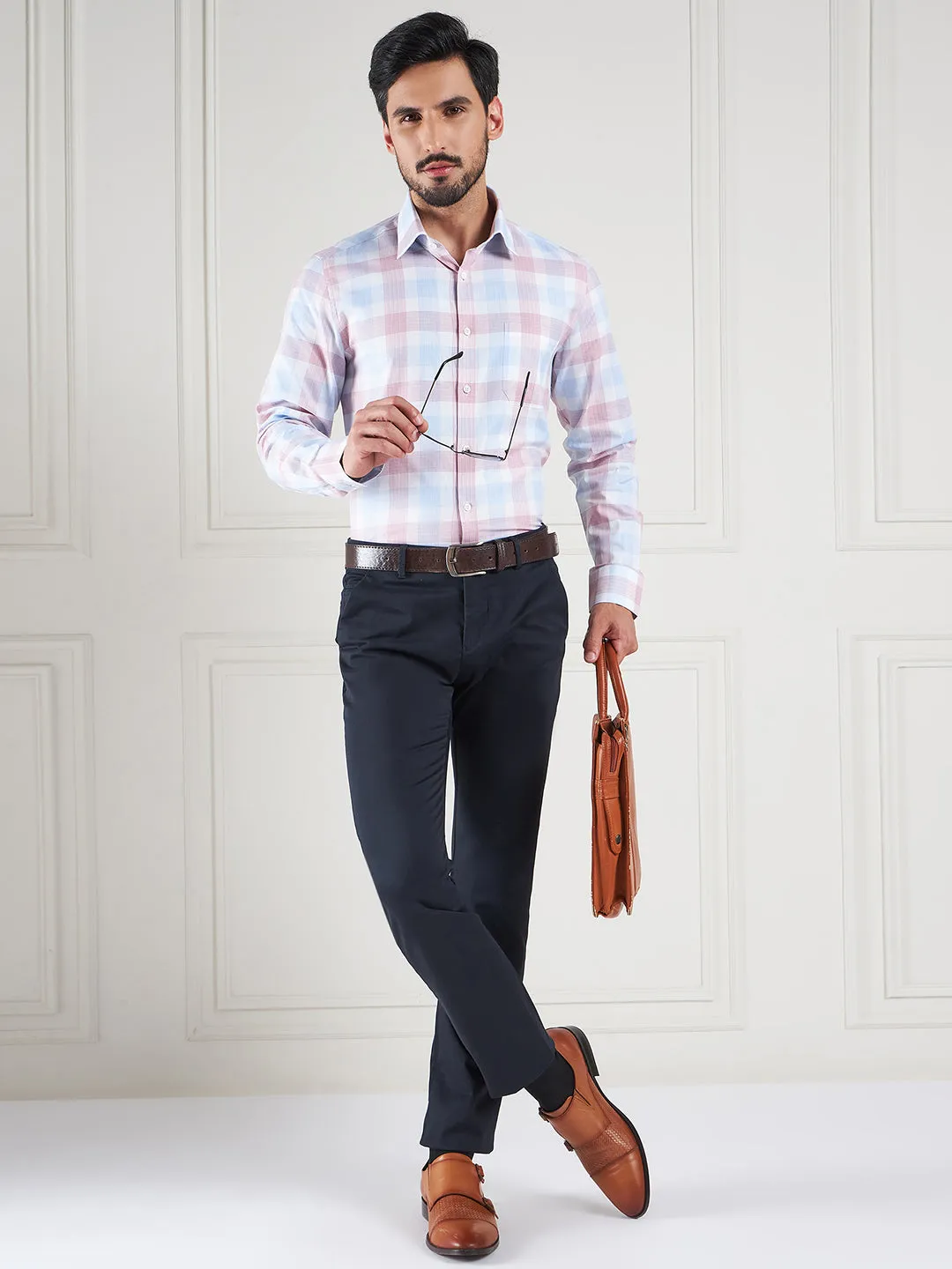 Regular Fit Multi Stripes Pink Shirt For Men