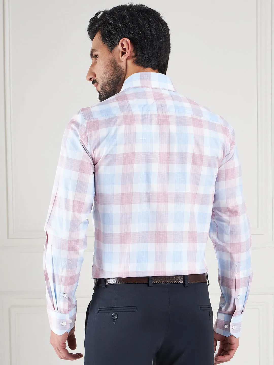 Regular Fit Multi Stripes Pink Shirt For Men