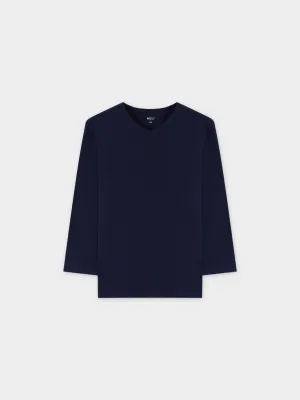 RIBBED HIGH V 3Q-NAVY