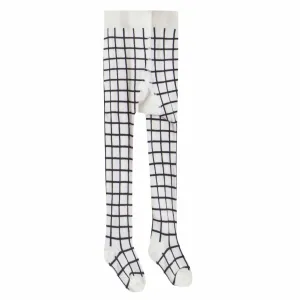 Rylee and Cru Black Check Ribbed Girls Tights