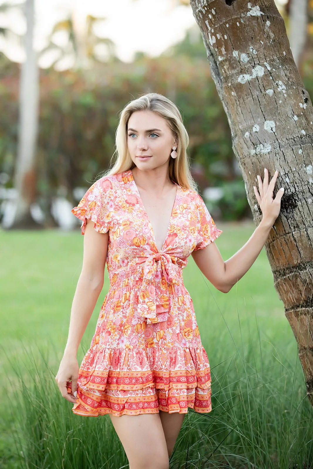 Sarah Dress / Tangerine Floral