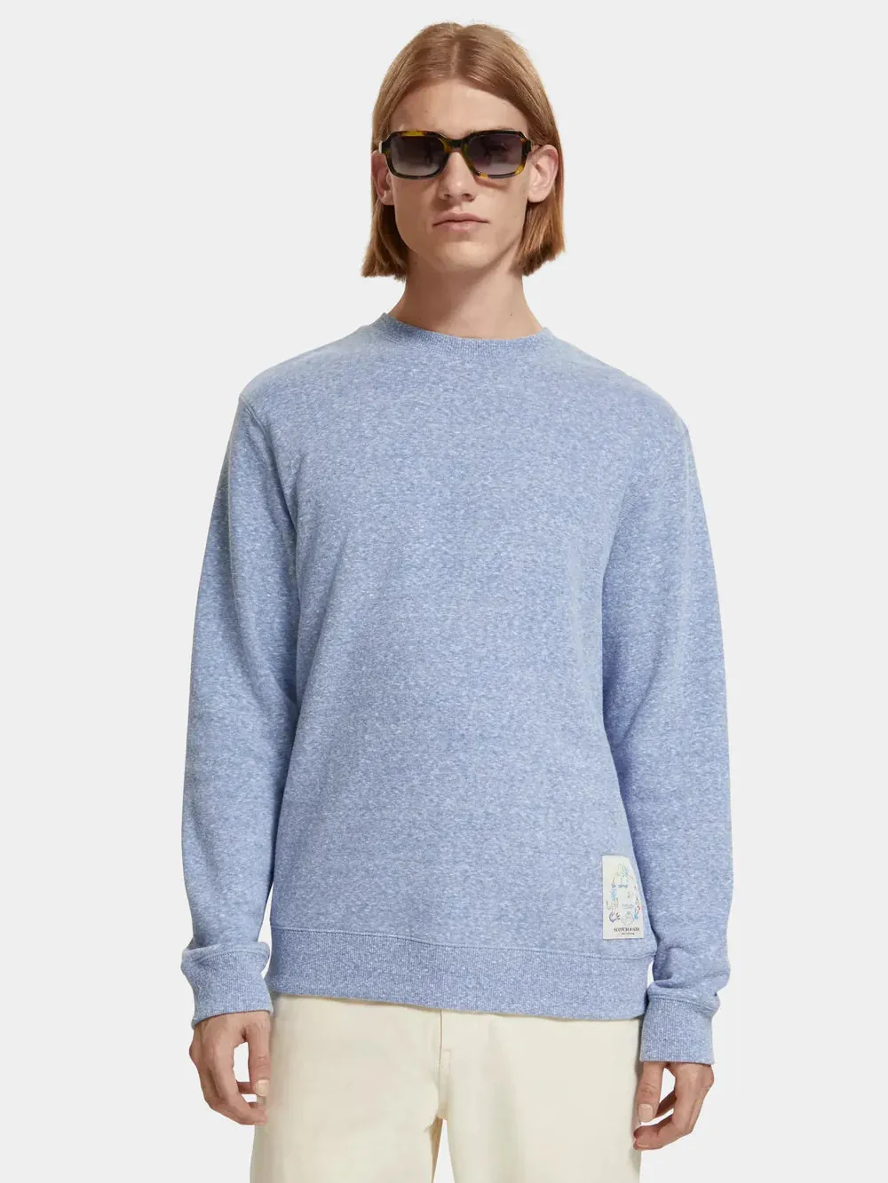 Scotch and Soda Regular Fit Melange Sweat - Boat Blue