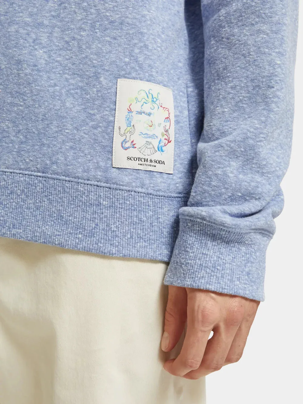 Scotch and Soda Regular Fit Melange Sweat - Boat Blue