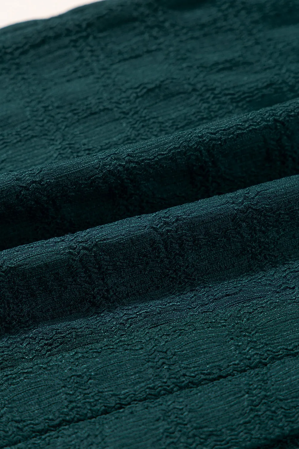 Sea Green Textured Split V Neck Sleeveless Shirt