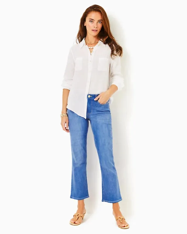 Sea View Linen Button Down Top - Resort White