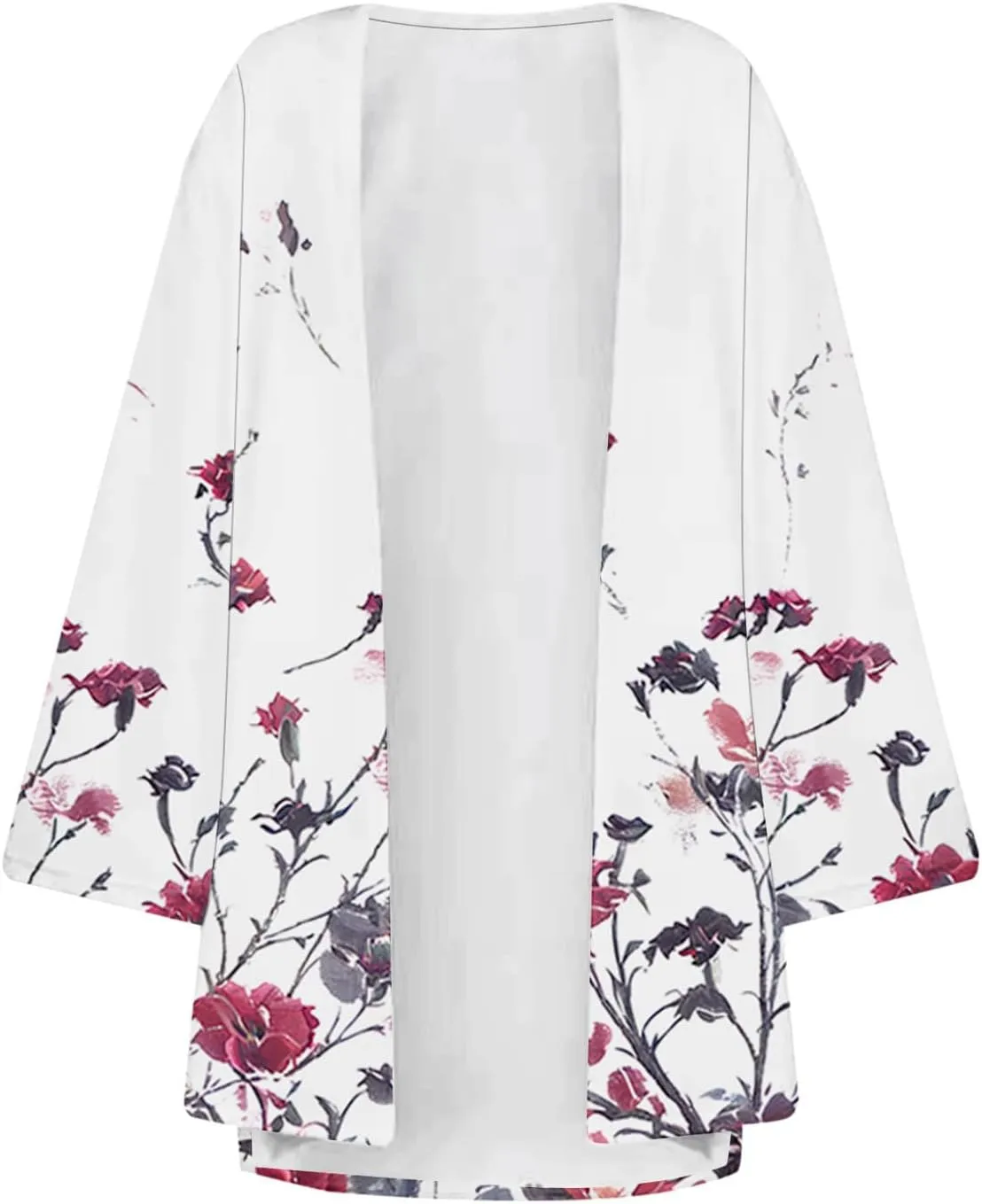 Summer Cardigans Tops for Women Lightweight Chiffon Blouses Trendy 3/4 Sleeve Floral Cardigan Beach Cover Ups 2025