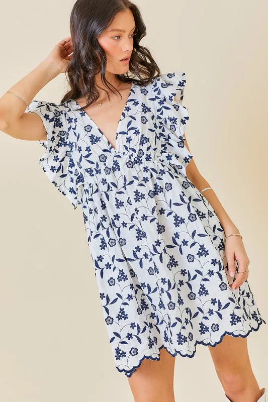 The Ana Mari dress- White Navy