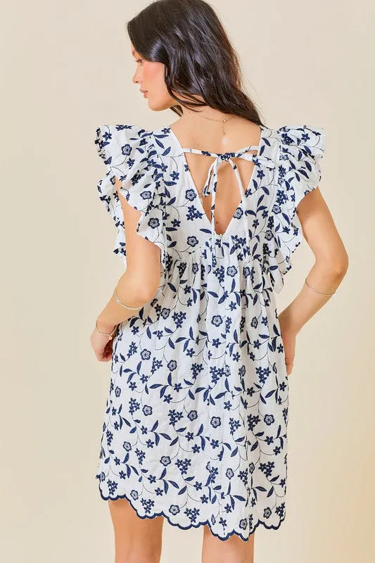The Ana Mari dress- White Navy
