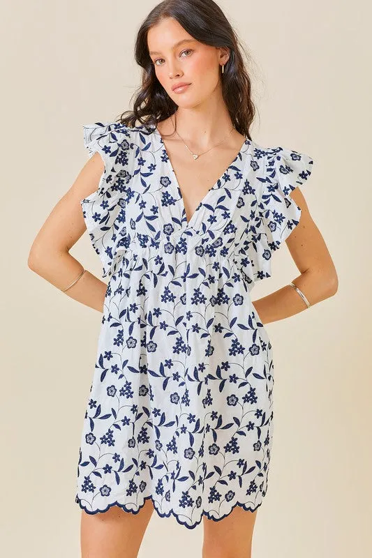 The Ana Mari dress- White Navy