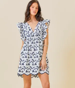 The Ana Mari dress- White Navy