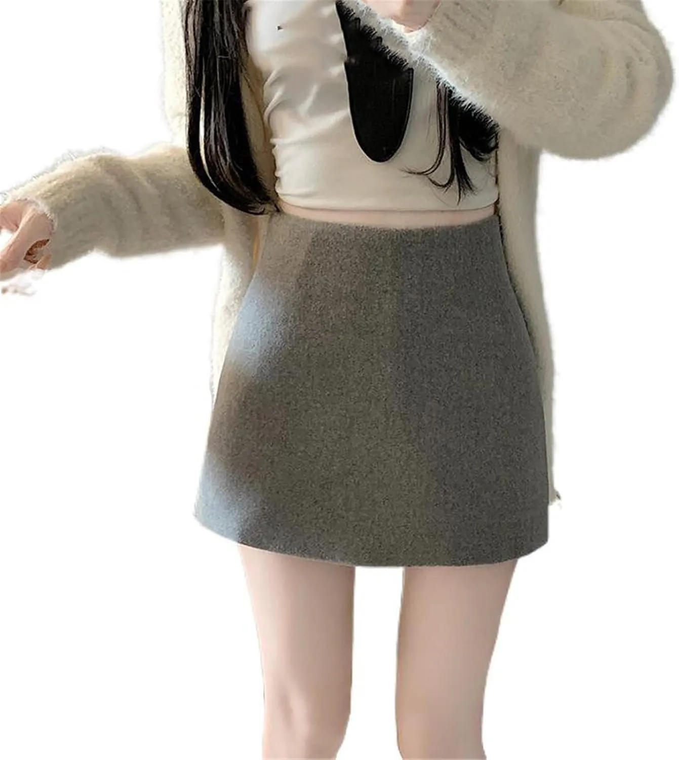 Thickened Midi Skirt for Women, Autumn Winter Warm Layers