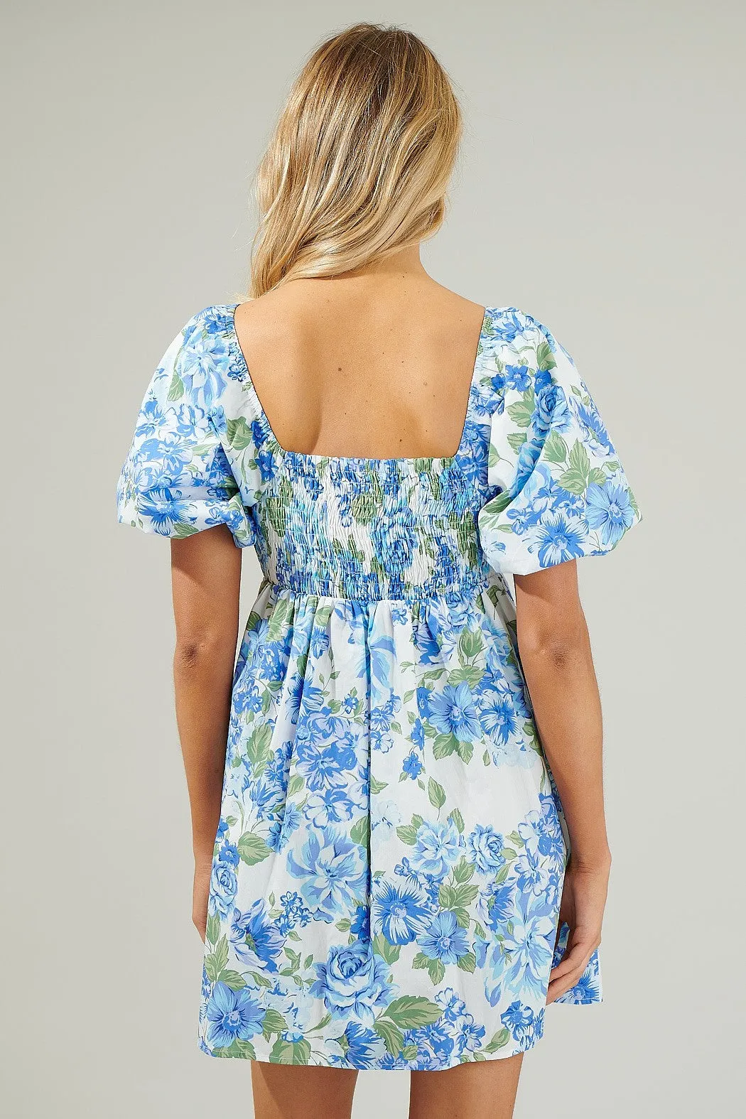 Truth Be Told Blue Floral Pleated Dress