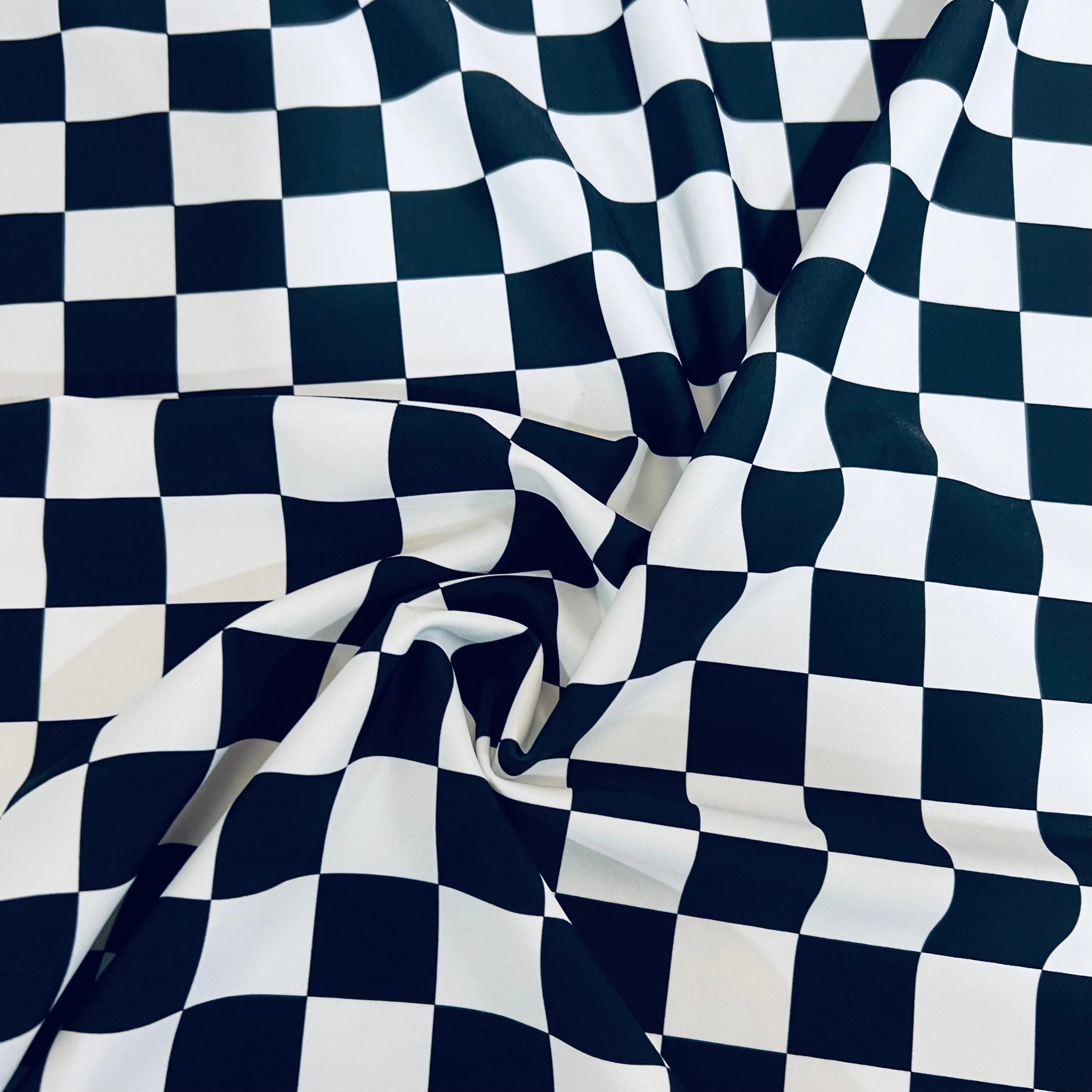 UV  Black & White Checkered Spandex Fabric