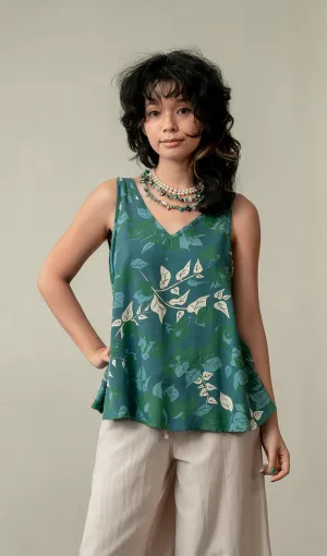 V Neck Swing Top Bougainvillea Moss, 2 Sizes