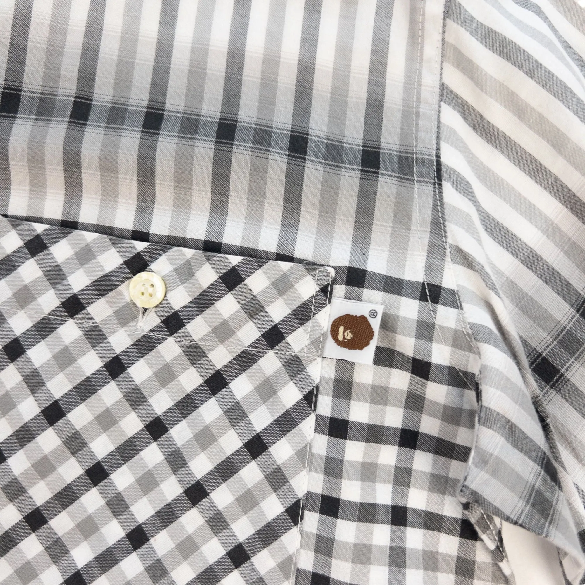 Vintage Bape Check Button Up Shirt Size S