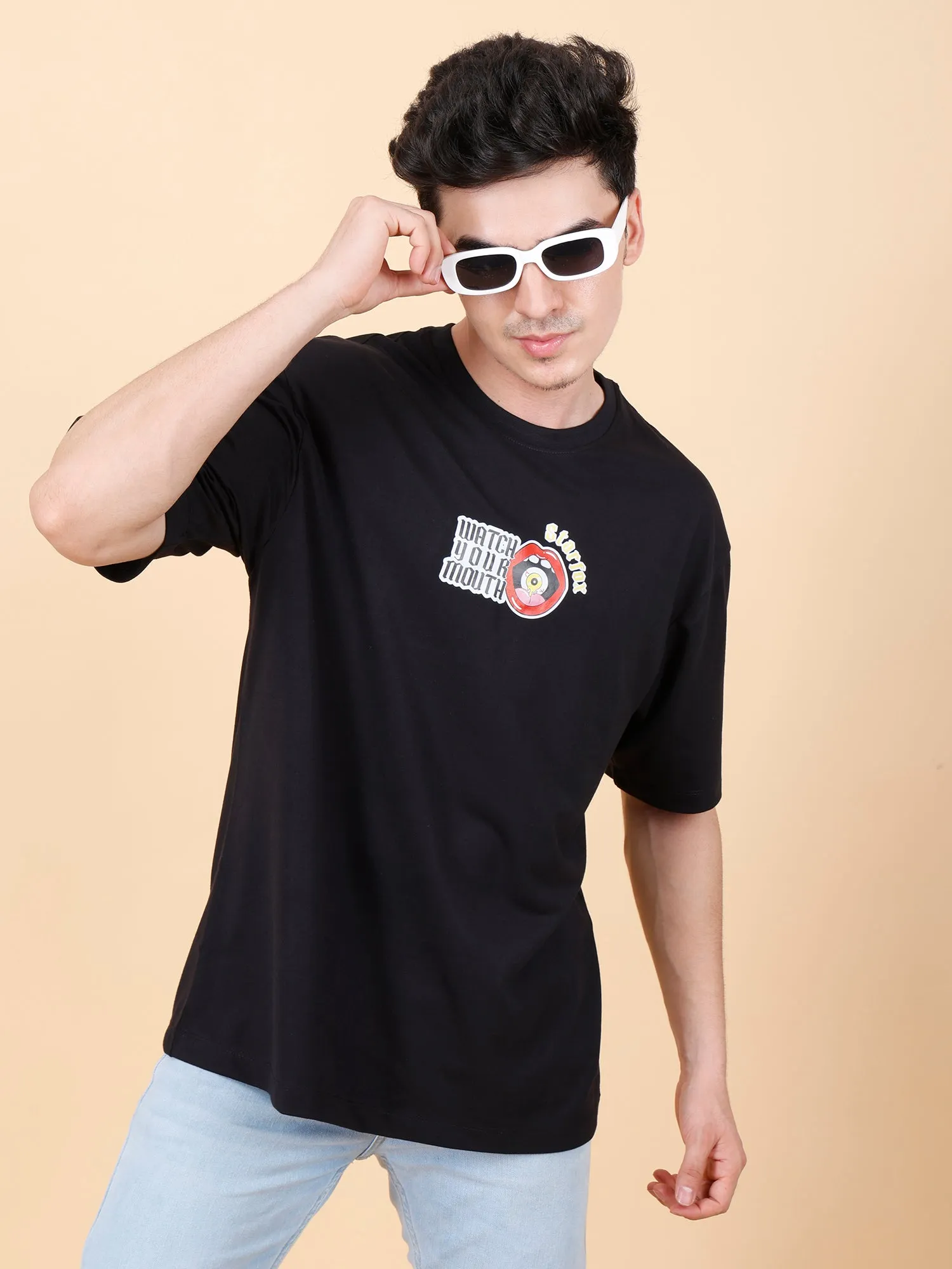 Watch Your Mouth Printed Oversized T-Shirt