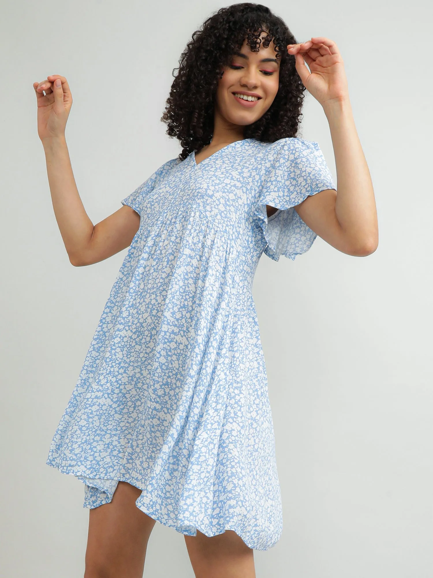 Women Viscose Blue Playful Dress