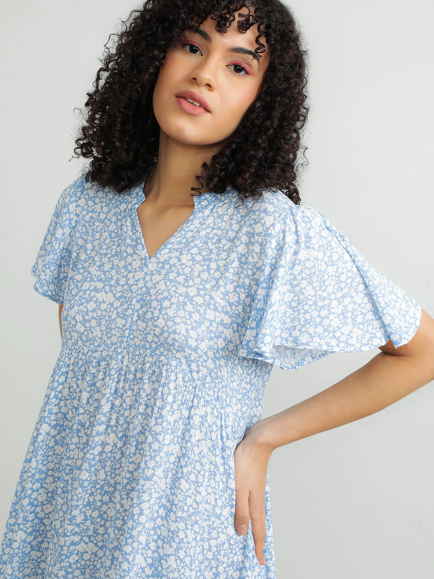 Women Viscose Blue Playful Dress