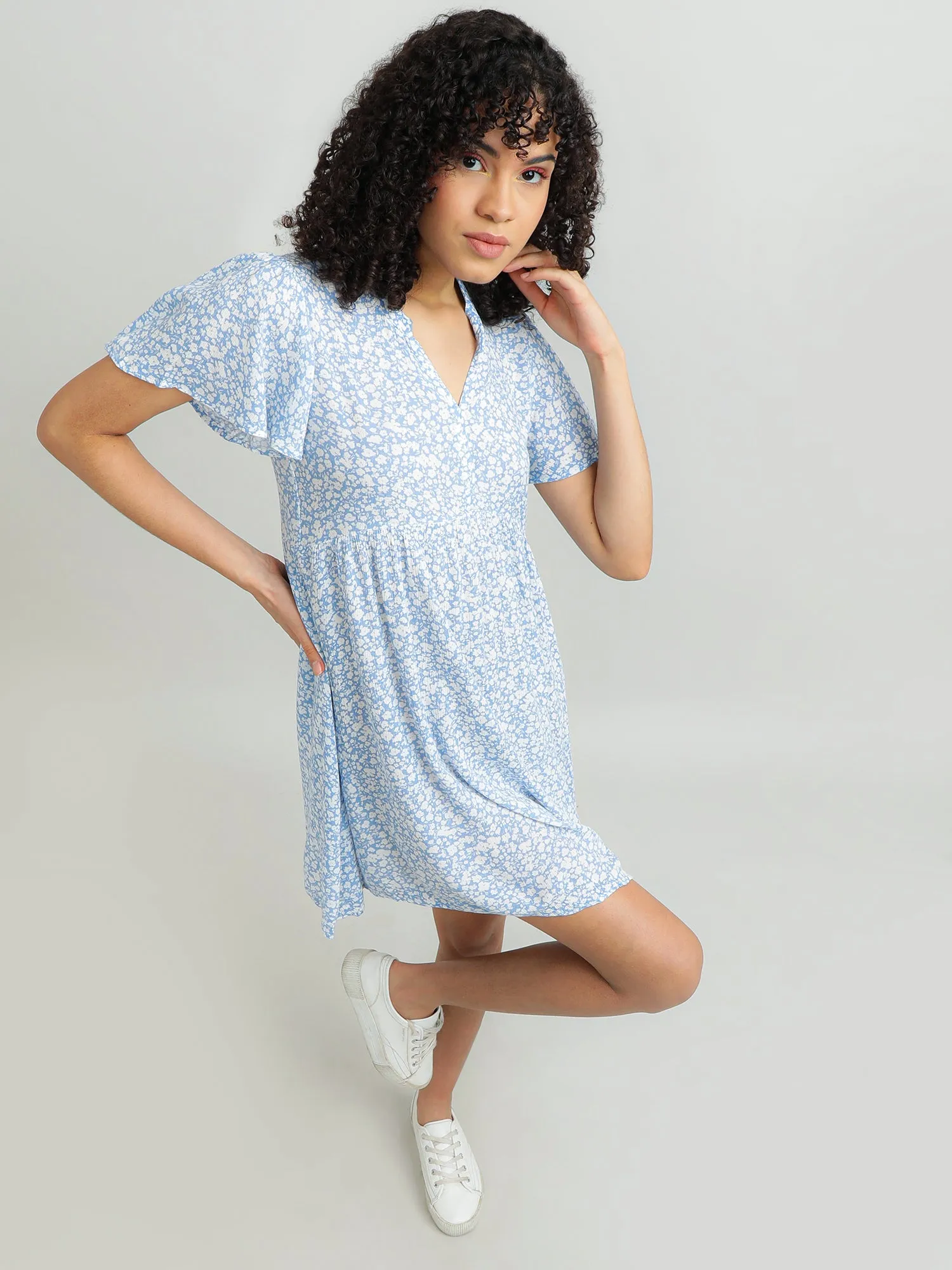Women Viscose Blue Playful Dress