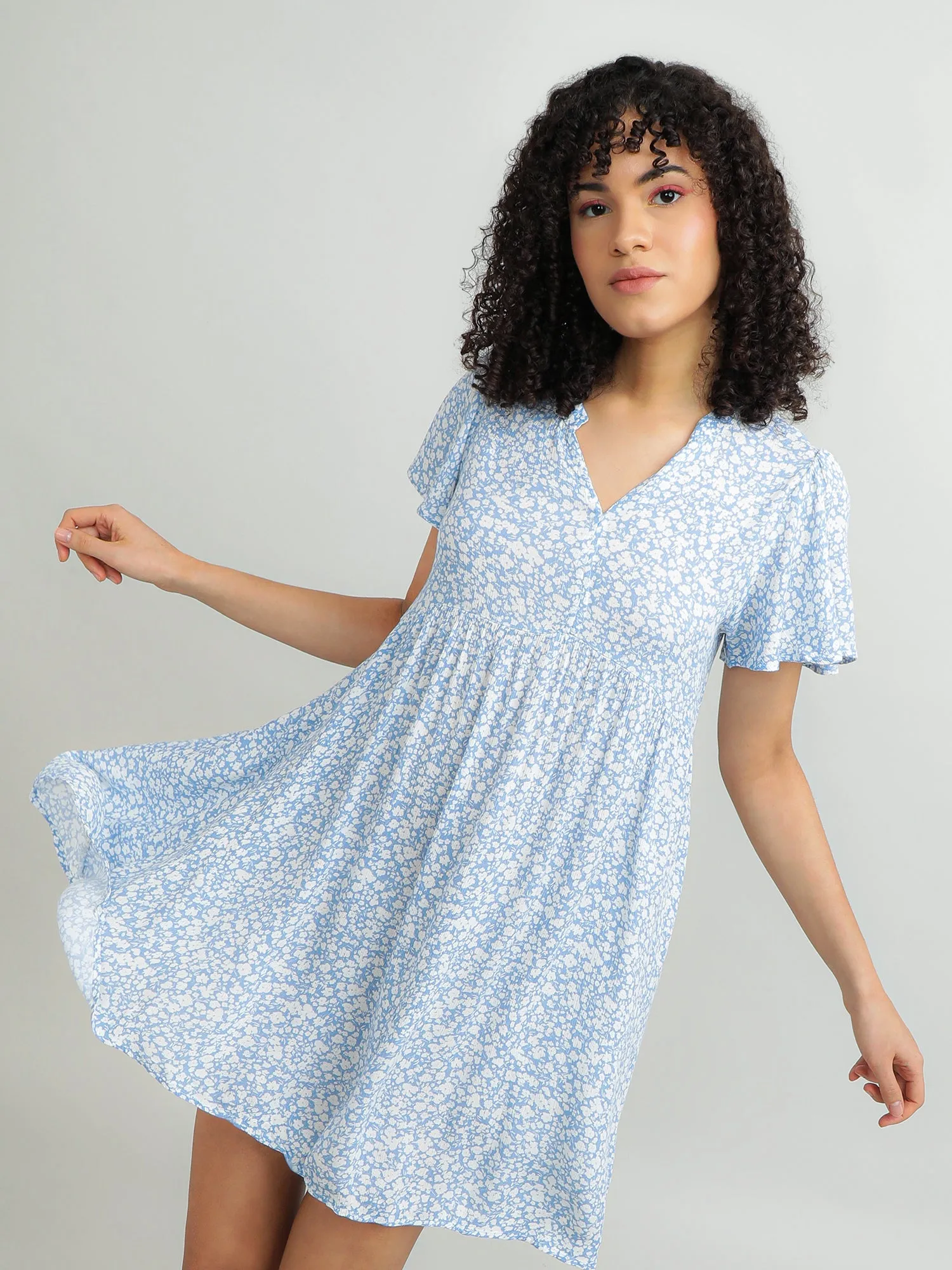 Women Viscose Blue Playful Dress