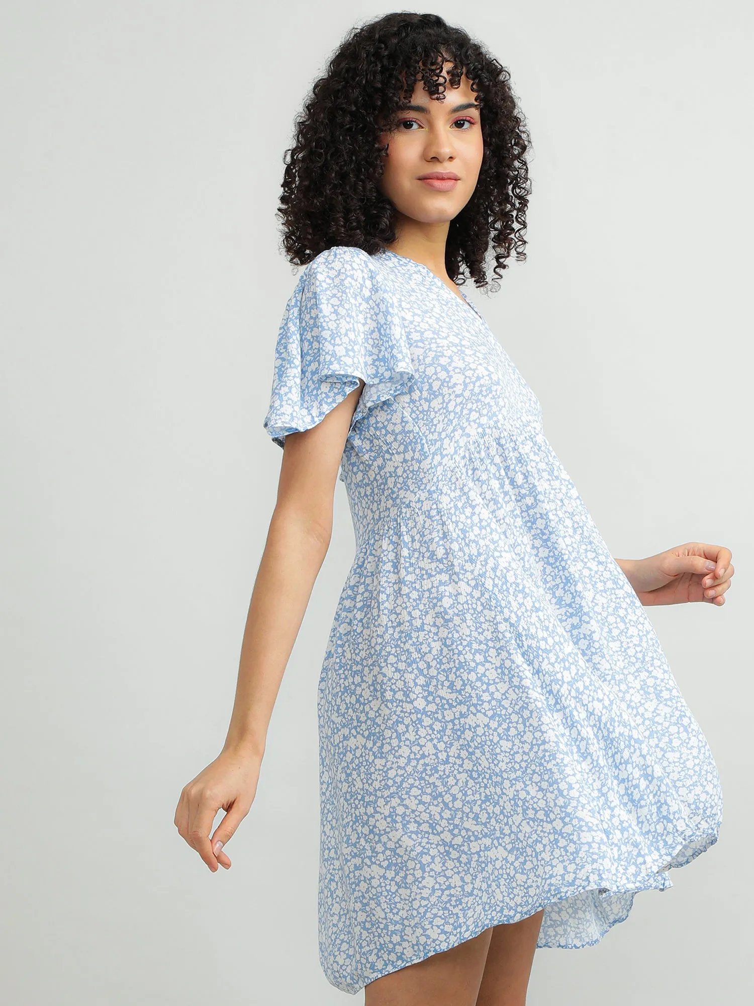 Women Viscose Blue Playful Dress