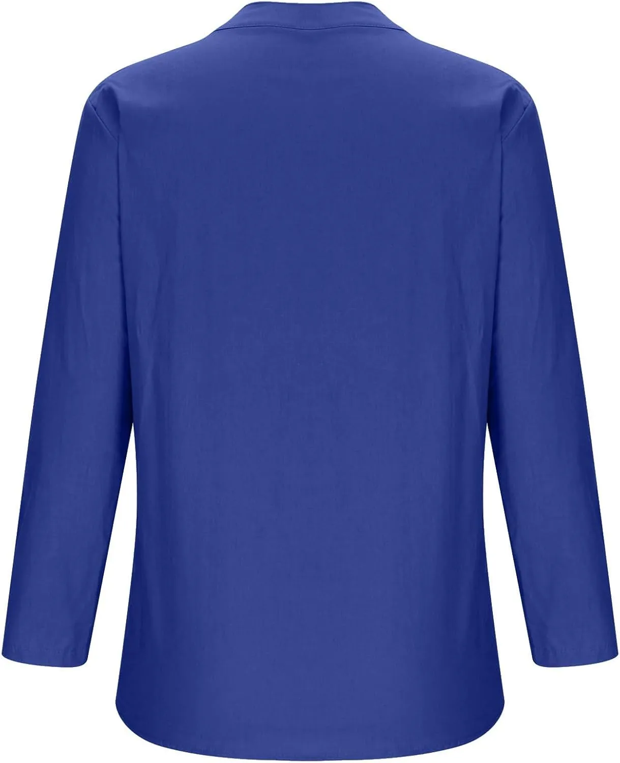 Women's Linen Shirts V Neck Buttons Blouses Floral Oversized Tee Top Short Sleeve Loose Fit Shirt