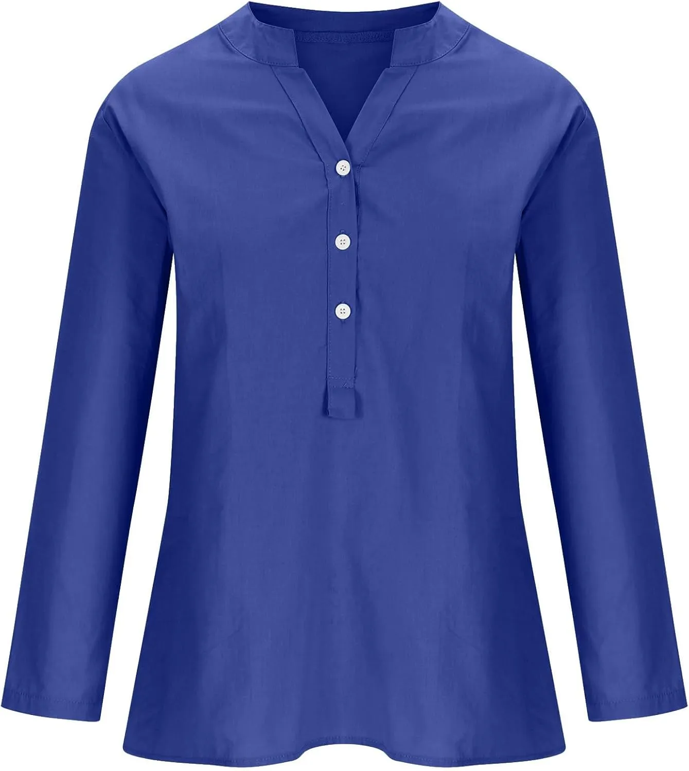 Women's Linen Shirts V Neck Buttons Blouses Floral Oversized Tee Top Short Sleeve Loose Fit Shirt