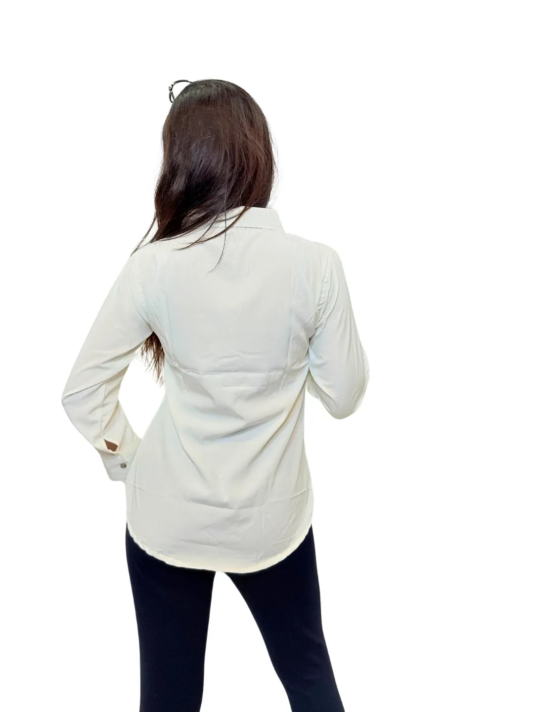 Women's White Opaque Formal Shirt