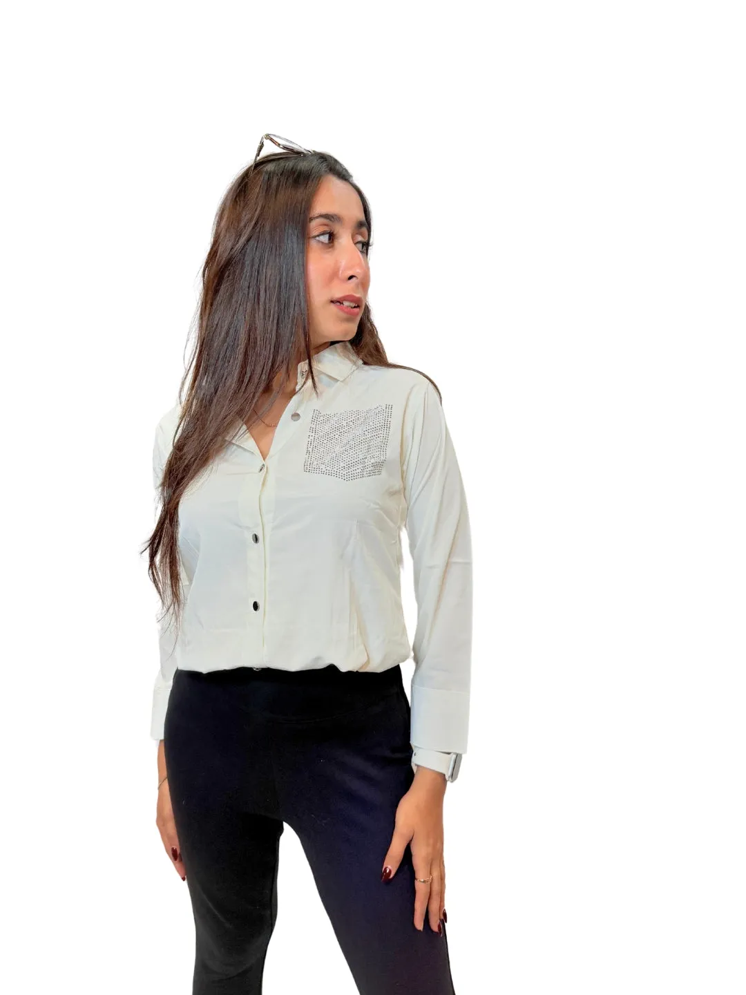 Women's White Opaque Formal Shirt