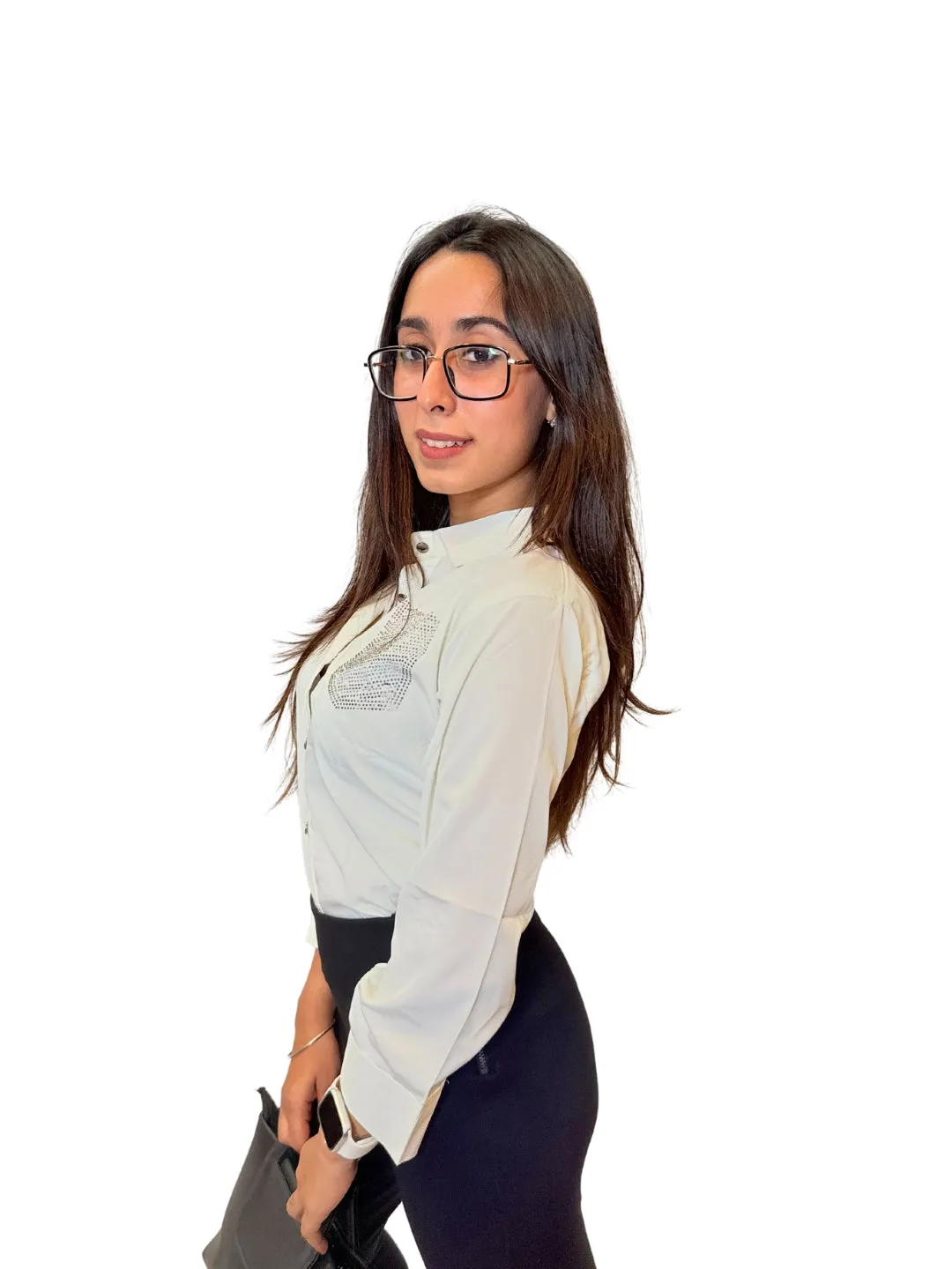 Women's White Opaque Formal Shirt