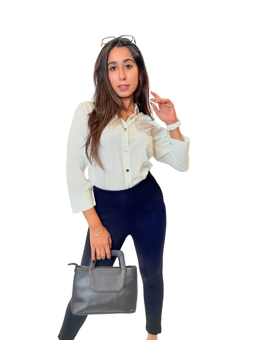 Women's White Opaque Formal Shirt