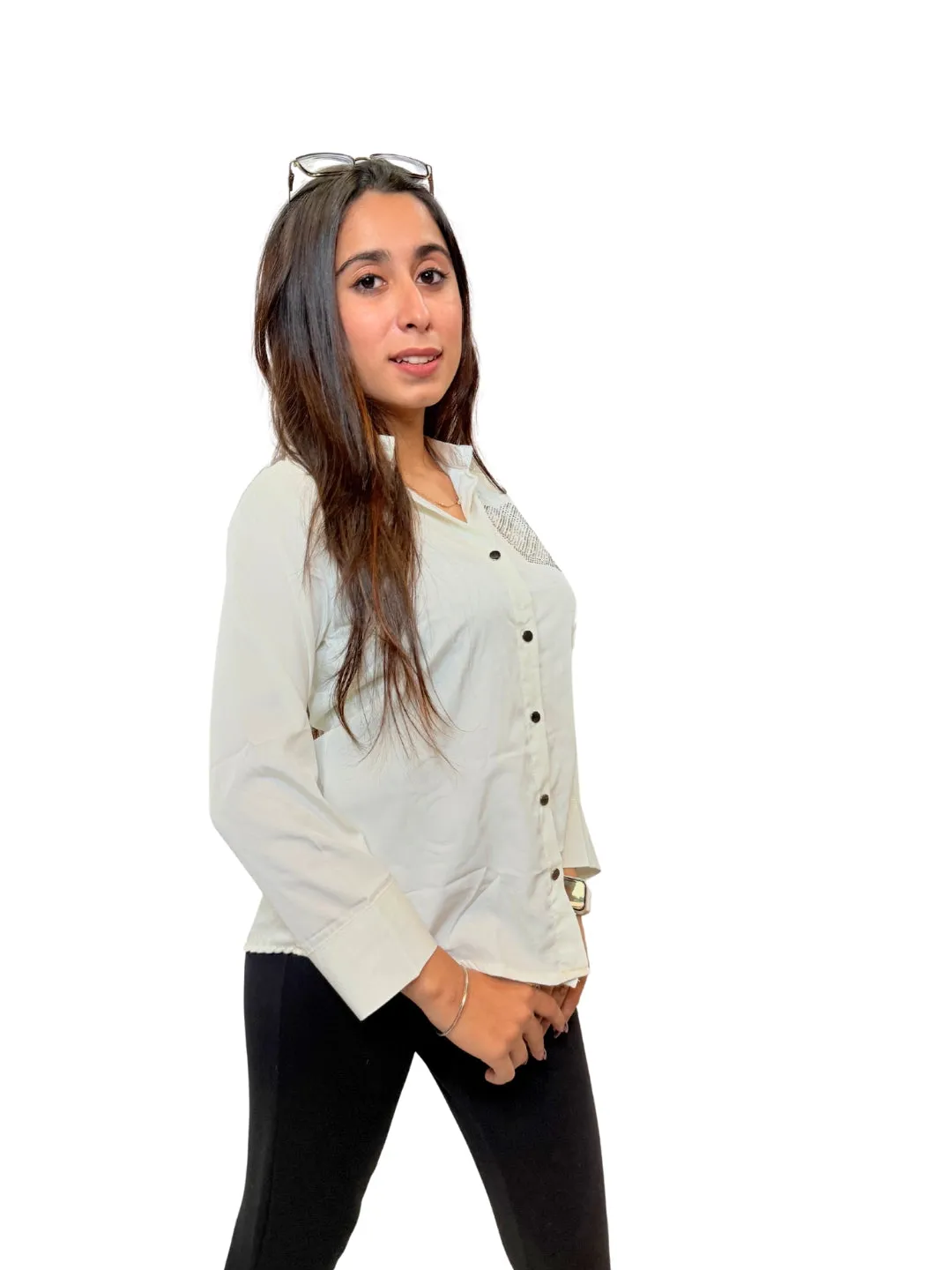 Women's White Opaque Formal Shirt