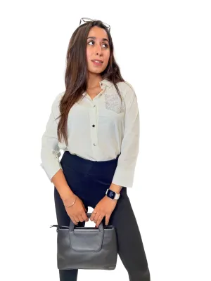 Women's White Opaque Formal Shirt