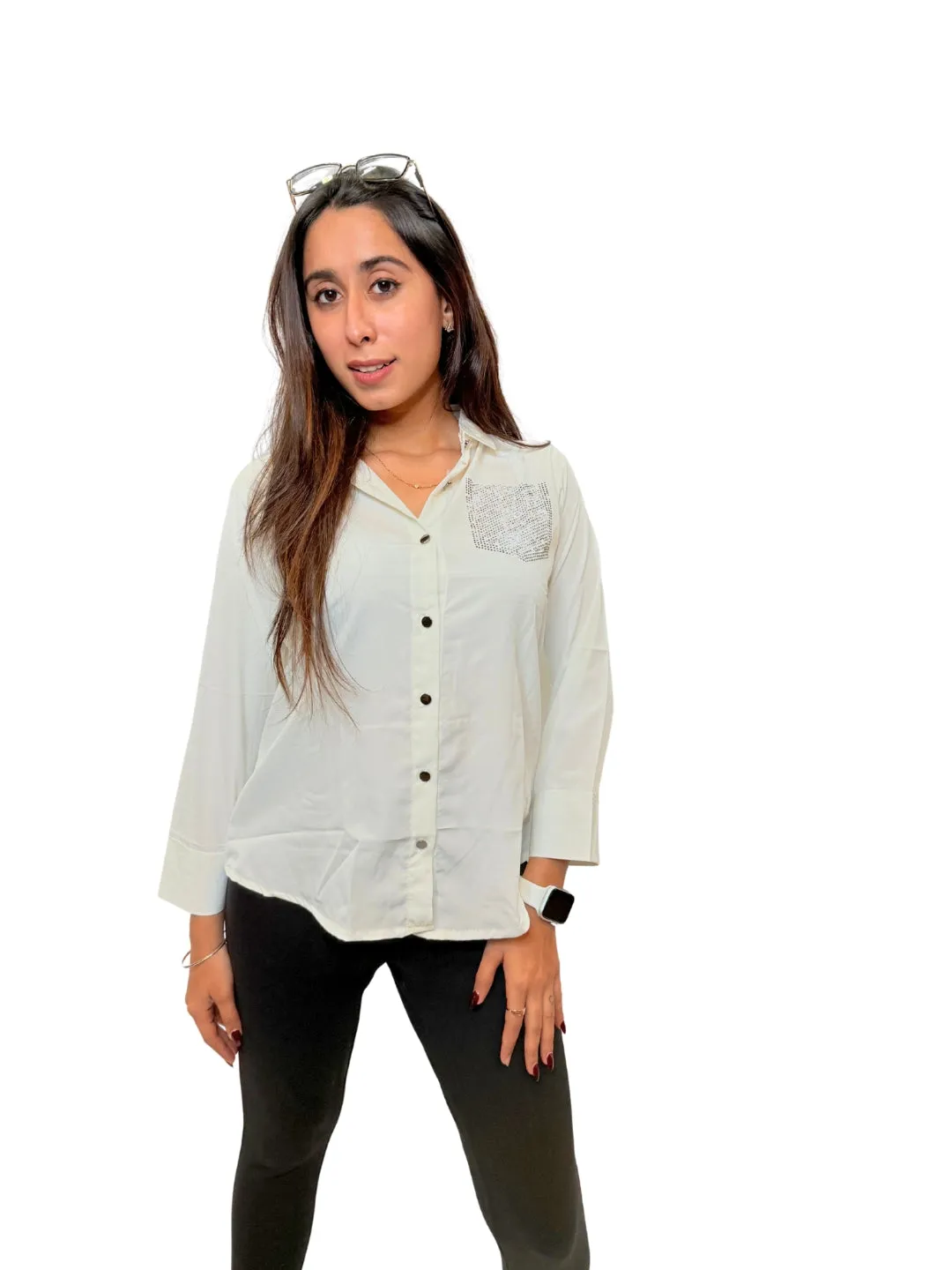 Women's White Opaque Formal Shirt