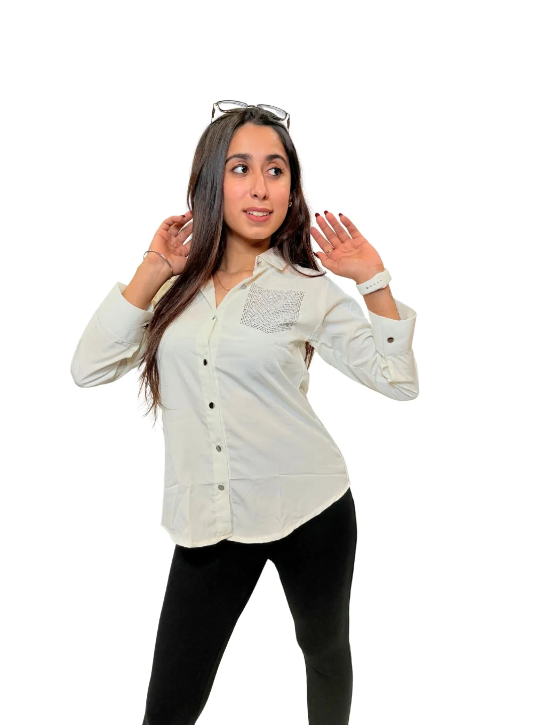 Women's White Opaque Formal Shirt