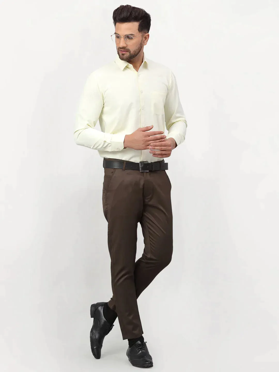 Yellow Men'S Solid Formal Shirts