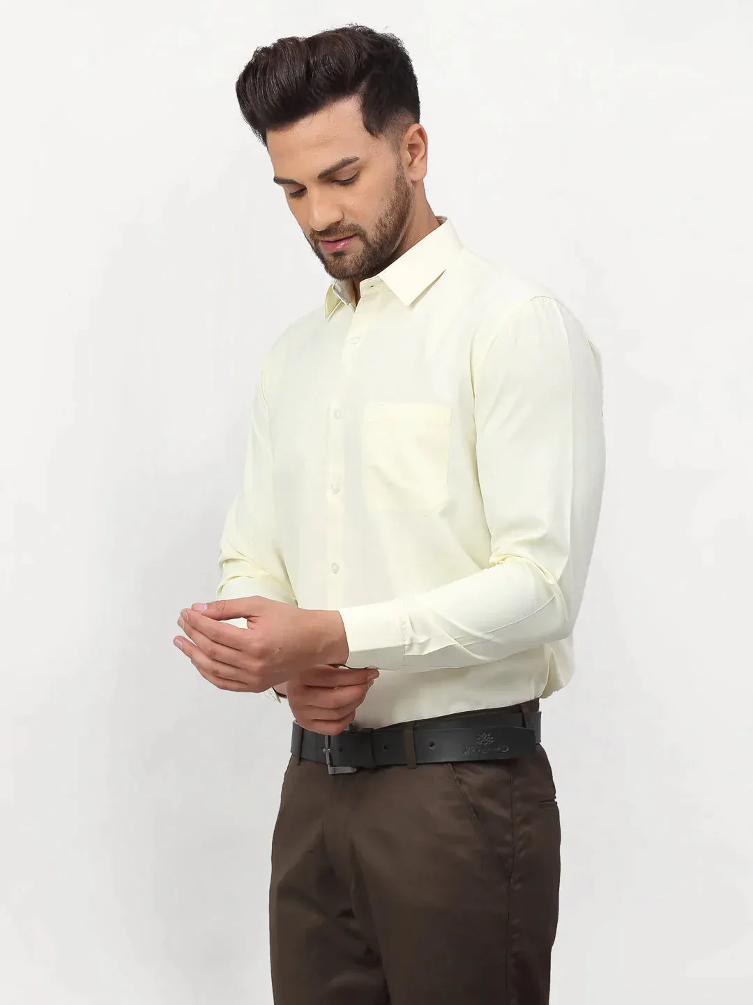 Yellow Men'S Solid Formal Shirts